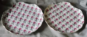 Vintage Napco Snack Luncheon Plates  Seashell Shaped Plates Violet Flowers EUC - Picture 1 of 4
