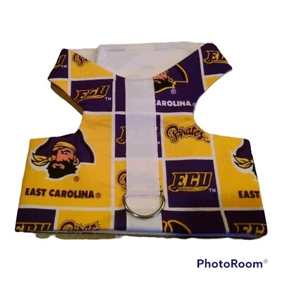 Arnés chaleco hecho a mano de tela para mascotas perros de la Universidad de Carolina del Este L 376-377 Foto 1 de 2