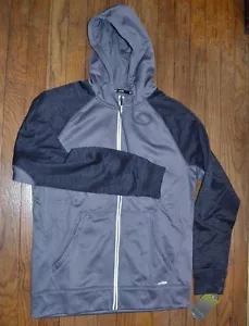 Tek Gear Performance DryTek Gray Hoodie Fleece Full Zip Reflective Active Wear - Picture 1 of 3