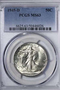 BU 1945-D Walking Liberty Half Dollar PCGS MS63 JWHM - Picture 1 of 3