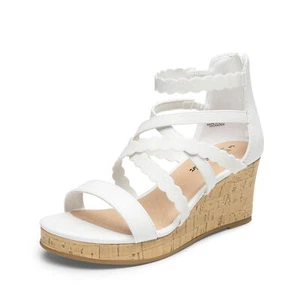 US Girls Fashion Sandals 2.36-inch Wedge Heel Zip Ankle Strap Summer Sandals - Picture 1 of 14