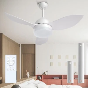 38" Ceiling Fan with LED Light and Remote Low Noise White - Picture 1 of 6