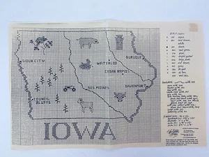 Sue Hillis Designs Map of IOWA Counted Cross Stitch Pattern SHD Map - Picture 1 of 2