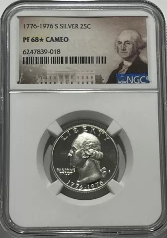 1776 - 1976 S NGC PF68 STAR CAMEO PROOF SILVER WASHINGTON QUARTER BICENTENNIAL Cover