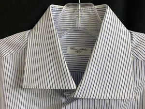 Men’s Cesare Attolini Dress Shirt Regular Royal Blue/ White Stripe Size 42 - Picture 1 of 4