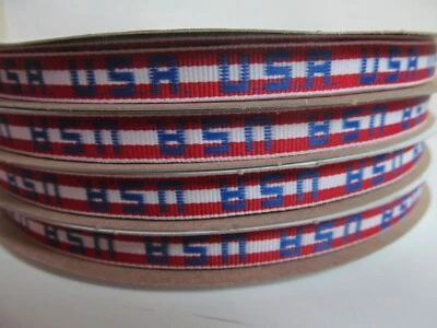 USA ribbon Americana Patriotic red white blue 4 - 50 yard rolls 3/8" wide T= 200 - Image 1 of 4