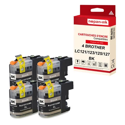 NOPAN-INK - x4 Cartouche compatible pour BROTHER LC123XL Noir