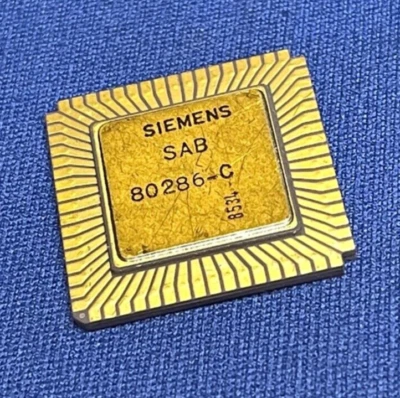 SAB80286-C Siemens Vintage Rare PLCC CPU Gold New 80286-C COLLECTIBLE - Image 1 of 3