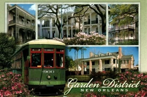 Street Car Trolly & Garden District New Orleans Louisiana Unposted Postcard  - Picture 1 of 2