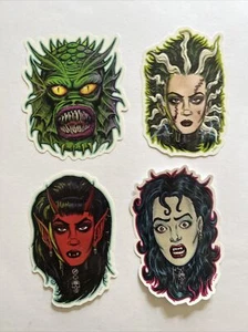 Juego de 4 pegatinas de vinilo troqueladas de terror monstruo vampiro vintage de terror - Imagen 1 de 6