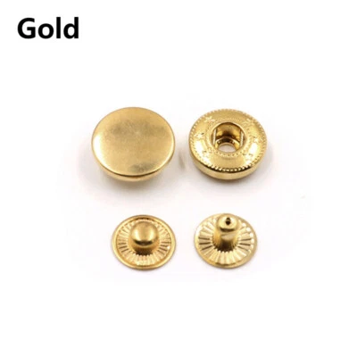 10 Set Snap Fasteners Press Studs Buttons Leather Brass Sewing Accessory 10-20mm - Image 1 of 4