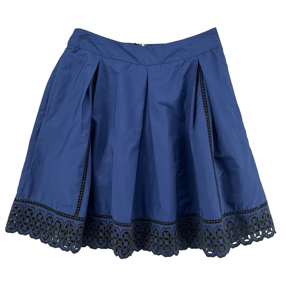 Юбка с петлями Vineyard Vines Deep Bay синяя кружевная деталь плиссированная с карманом размер 0 - Изображение 1 из 4