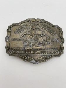 Livingston Wells & Co. ausländische und inländische Goldhändler Messing Gürtelschnalle - Bild 1 von 5