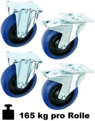 1 Satz 125 mm ECO Bockrollen Transportrollen BREMSE Lenkrollen Blue Wheels SL