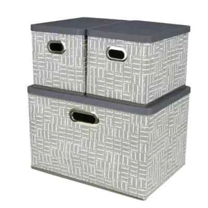 Foldable Storage Bins with Lids, Stackable Collapsible Storage Containers, 3 Pc - Picture 1 of 3