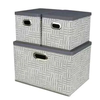 Foldable Storage Bins with Lids, Stackable Collapsible Storage Containers, 3 Pc - Image 1 of 3