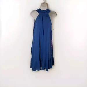 NWT Belle Badgley Mischka Blue high neckline swing dress, size 0 - Picture 1 of 5
