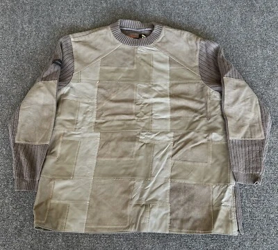 Davoucci винтажный свитер зеленый кожаный шерсти Crewneck пуловер бедра бедра мужской 3XL - Изображение 1 из 4