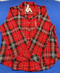 XL LONG Victoria Secret Red Plaid Pajama Set  XL LONG  50% Cotton  NWT - Picture 1 of 4