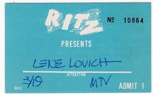 VINTAGE UNUSED LENE LOVICH VIP CONCERT TICKET - 1983 - RITZ - NYC * VERY RARE - Picture 1 of 1