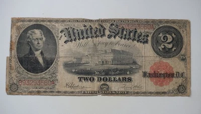 1917 $2 Two Dollar Red Seal Large Size Legal Tender Note /N35 - Image 1 of 2