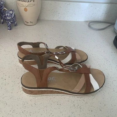 REIKER Leather Sandals ladies UK 3 EU 36 anti stress  immaculate tan white blush - Image 1 of 4