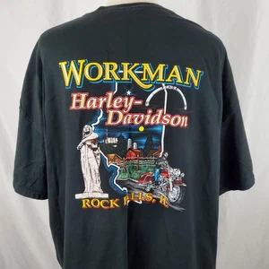 Camiseta de Bolsillo Harley Davidson De Colección Para Hombre 5XL Negra Dos Caras Rock Falls IL - Imagen 1 de 8