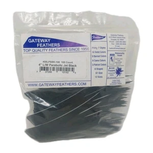 100 Pack Gateway Feathers 4" Left Wing: Parabolic Jet Black 400LPSBK-100 - Picture 1 of 4