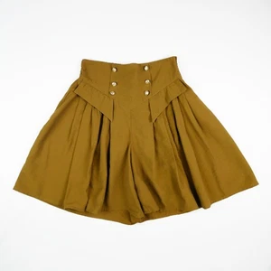 vintage 80s 90s womens high waist shorts wide pleat brown corset small 8 10 - Picture 1 of 8