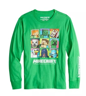 Boys Minecraft Characer Squares Long Sleeve Graphic Tee - Image 1 of 4