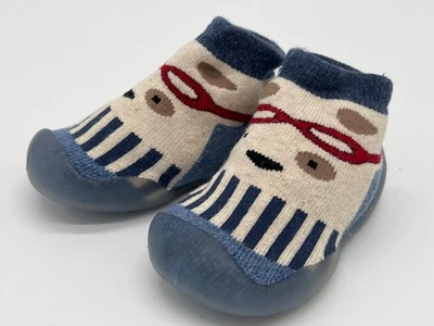 Zapatos de bebé tipo calcetín con estampado de rayas y cara de oso niño pequeño talla 4T suela suave sin Foto 1 de 4