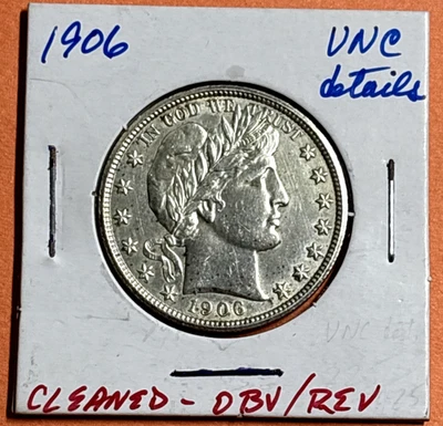 Medio dólar barbero 1906 UNC detalles hermoso y brillante Foto 1 de 4