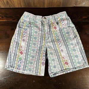 Pantaloncini denim aztechi vintage Denim Republic taglia 9/10 vita alta stile anni '90 1267 USA - Foto 1 di 10