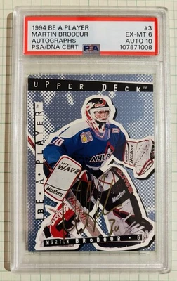 1994 NHLPA Be A Player BAP Autographs 3 Martin Brodeur PSA 6 EX-MT Auto 10 - Image 1 of 2