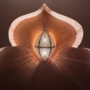 Moroccan Handmade Brass Light Fixture Elegant and Unique Home Accent "16 inches" - Picture 1 of 9