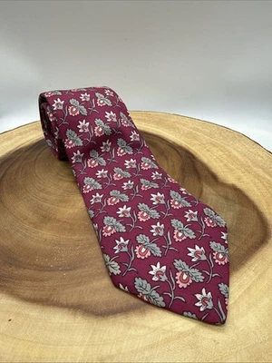 Corbata para hombre Hermès Paris Francia floral fucsia/gris seda 7259 MA 3,5" (W) 59" (L) Foto 1 de 4