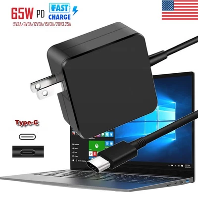 Cargador de Laptop 65W USB-C Watt Adaptador Tipo-C Para MacBook Pro Samsung Chromebook Foto 1 de 4