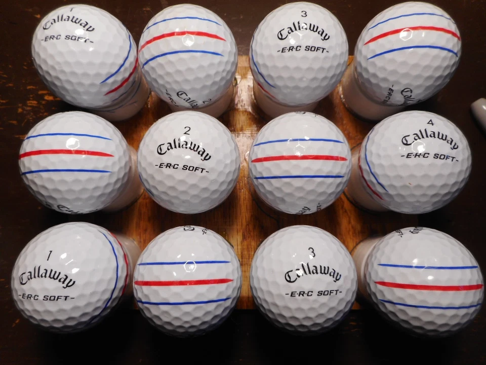 12 pelotas de golf Callaway 2025 ERC suaves triple pista como nuevas sin logotipo sin marcas de pluma usadas Foto 1 de 1