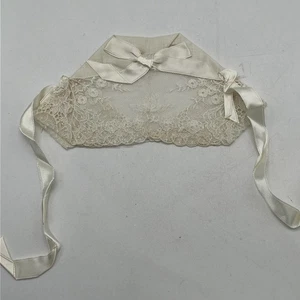 Wunderschöne Vintage Leinen Spitze Elfenbein Taufe Mütze One Size Unisex - Bild 1 von 8