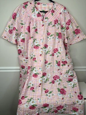 De colección Nuevo con Etiquetas Bata Vanity Fair Floral Perla Bolsillos a Presión Vestido Casa Abrigo Cubrir 3XL Foto 1 de 4
