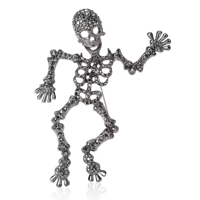 Broche broche calavera esqueleto de Halloween cristal brillante gótico punk bisutería Foto 1 de 4