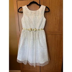 Jona Michelle Ivory Gold Elegant Wedding Christmas Dress Girls 12 - Picture 1 of 5