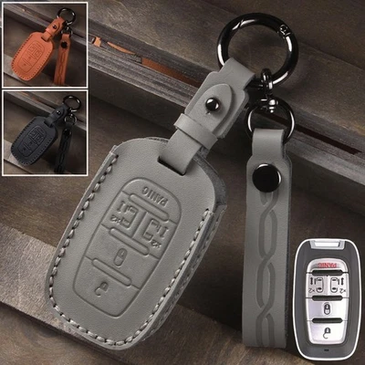5 Button Genuine Leather Ca Key Fob Case Cover For Chrysler Pacifica Voyager Foto 1 de 4