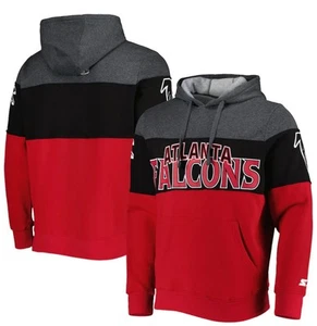 Men's Atlanta Falcons Starter Red/Heather Charcoal Extreme Pullover Hoodie NWT L - Picture 1 of 5