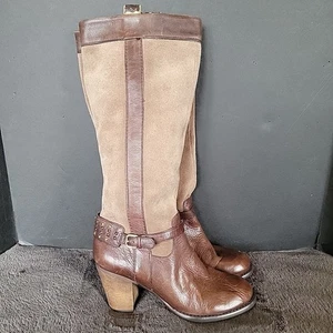 Vtg 90s Leather Suede Boots Sz 9 Naturalizer 2.75" heels Winter zip Fashion See - Picture 1 of 23