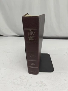 NIV Study Bible Burgundy Red Leather New International Version 85 Edition - Picture 1 of 5