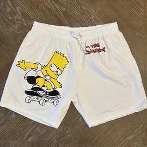 Nuevo Pantalones Cortos Atléticos Blancos Bart Skateboard Los Simpson Grandes Para Hombre - Imagen 1 de 5