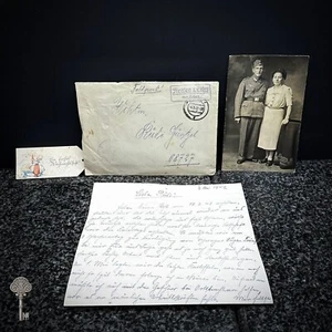 WWII GERMAN FELDPOST LETTER ENVELOPE & PHOTO 1942 MILITARY HISTORY ARCHIVE - Picture 1 of 6