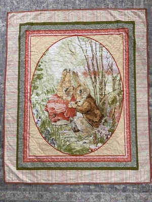 复古 Beatrix Potter Peter 兔子婴儿床婴儿毯被子手工制作 39x48 — 第 1/4 张图片