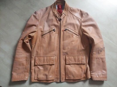 Offset Herren Jacke  M,  EU 48 ,50 Echt Lederjacke Orange Massiv Biker - Bild 1 von 4